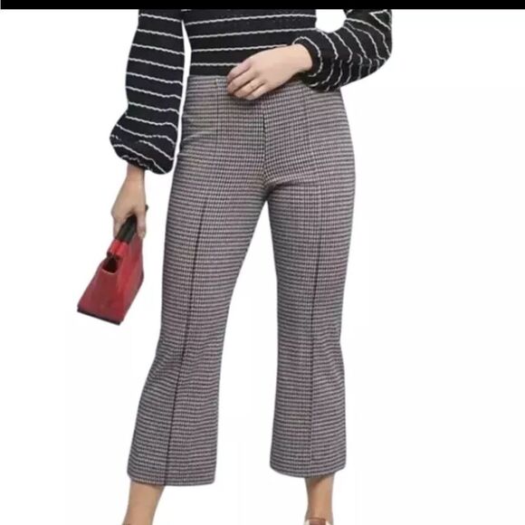 Cartonnier Anthropologie Cropped Houndstooth Straight Leg Pants Sz XL(?) Preppy
